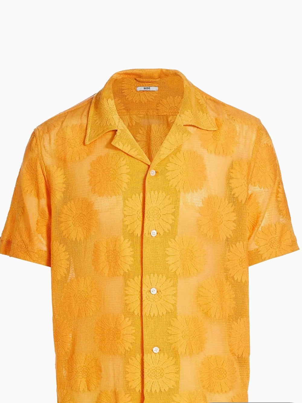 Bode Sunflower Lace Camp Shirt Golden Men’s M/L